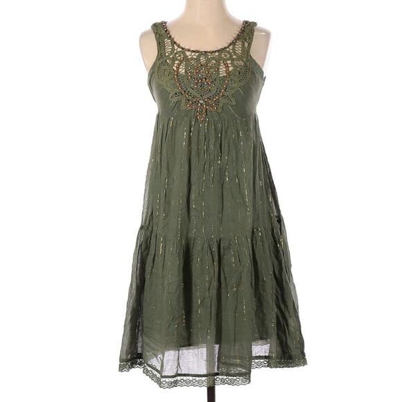 Free People Dresses & Skirts - Free People Vintage Metallic Boho Beaded Size 2 Dress